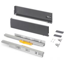 Emuca - Aussenschublade Vertex mit Push Synchro und 3D-Regelung, 131mm hoch, 40Kg, Tiefe 500mm, Stahl, Anthrazitgrau