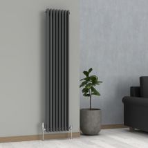 Lux Heat - Vertical 3 Column Radiator - Anthracite Grey - 1800 mm x 380 mm