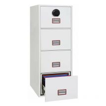 Phoenix Vertical Fire File 4 Drawer Filing Cabinet Finger Lock White FS2254F