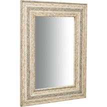 Vertical/horizontal hanging mirror in wood and camel bone L95xPR5XH122 Cm
