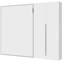 Vertikales französisches Klappbett Versia Sofà 140 mit zweitürigem Kleiderschrank rechts in Weiß - Itamoby