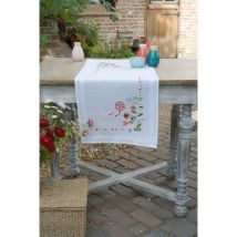 Centrotavola Prestampato Fiori Ricamo Biancheria Da Tavola Set Fai Da Te Size Kit Hobby Creativi Adulti Casa Decor Embroidery Runner Stampato, Cotone,