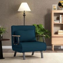 Verwandelbares Einzelbettsofa – Schlafsofa Mit Abnehmbarem Bezug Und Weichem Kissen, Metallbeine, Für Wohnzimmer Oder Büro, Tragfähigkeit 150 Kg (blau