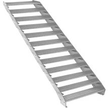 Verzinkte Stahltreppe Zwölfteilige Höhenverstellbare Gitterroststufen 90cm breit