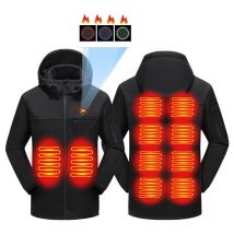Veste Chauffante électrique Homme et Femme Veste Chauffant usb Vêtements Chauffant Hiver Chaud Léger Manteau Doudoune Veste Capuche avec 3 Niveaux de