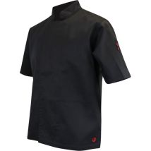 LMA – Veste de travail cuisinier noire à manches courtes – Taille XL – 65% polyester, 35% coton – Vêtement de protection