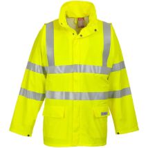Portwest Regenjacke HiVis FR Sealtex Gelb 5XL wasserdicht winddicht reflektierende Bänder hitzebeständige Materialien