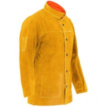 Veste De Soudure Cuir Vachette Croûte Bovin Ignifugé l Protection Jaune