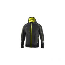Veste softshell de travail Sparco dc Tech gris fonce'/jaune fluo Taille. Inserts de renfort xxxl et bandes re'fle'chissantes avec capuche amovible