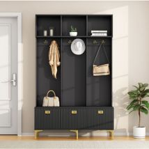Vestiaire d'entrée moderne - avec porte-manteau et rangements à chaussures - Noir