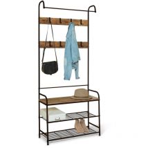 Idmarket - Vestiaire d'entrée pedro 79 cm bois et noir design industriel