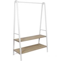 Hispanohogar - Vestiaire-portant à vêtements en bois et métal blanc et chêne clair, Nature