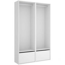 DKT - Vestidor Reus 2 zapateros, trasera reversible en blanco/natural, 205cm(alto) 120cm(ancho) 45cm(fondo)
