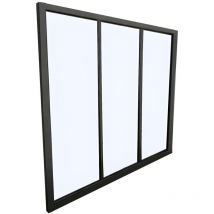 Vente-unique - Vetrata stile industriale 90 x 105 cm in alluminio termolaccato nero - bayview