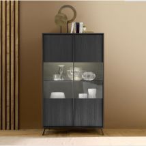 Vetrina 2 ante linea Mito finitura Nero Frassinato - Nero