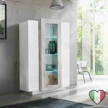 Stilprojectstore-casa E Ufficio - Vetrina 3 ante 80x120 - Bianco/Cemento - Corona