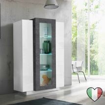 Stilprojectstore-casa E Ufficio - Vetrina 3 ante 80x120 - Bianco/Grigio Piombo - Corona