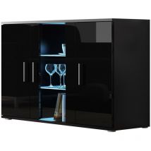 Mobilier1 - Vetrina Charlotte E106, Nero + Nero lucido, Con porte, Il numero di porte: 0, Numero di cassetti: 0, 80x120x41cm, led