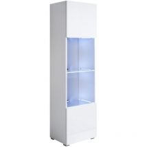Vetrina con Piedini 2cm e led Mobile Soggiorno Moderno Salotto Vetrinetta pensile 40x167x28 Modello Luke V6 Bianco lucido