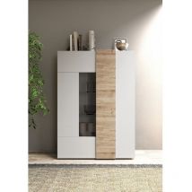 Stilprojectstore-casa E Ufficio - Vetrina soggiorno 2 ante l 121x168 - Bianco Lucido / Rovere Cadiz - Venus