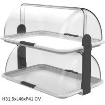 Bighouse It - biesse vetrina contenitore alimenti doppio piano 46 x31x41cm vetrinetta bar porta brioches cornetti dolci