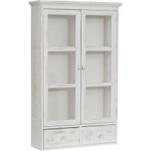 Vetrinetta soggiorno parete 2 ante Vetrina in legno 3 ripiani Mobile bagno sospeso bianco Armadietto Pensile cucina da muro