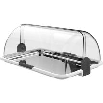Bighouse It - Biesse Espositore Vetrina Da Banco Self Service Con Vassoio Acciaio, Bianca Cm44 Doppia Apertura Porta Cornetti Dolci Salati