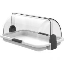 Vassoio da Bar con coperchio porta caffè vetrina contenitore alimenti multiuso cibi cornetti pasticcini doppia apertura dxesx