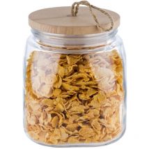 APS - Barattolo 'Woody' - Contenitore in vetro di alta qualità con coperchio in legno - La guarnizione in silicone mantiene più a lungo l'aroma del