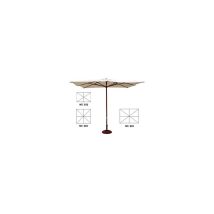 Parasol En Bois - 200x300 Cm Mât Ø 48 Mm À 6 Baleines Col. La Havane