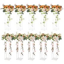 Vevor 10PCS Support de Fleurs de Mariage 60 cm Porte-fleurs Centre de Table Mariage Stratifie Acrylique Vase Geometrique Presentoir Floral pour