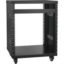 VEVOR 12U AV Rack Stand, 500 lbs Capacity, Network Stereo Recording Studio Rack with Lockable Caster Wheels Round & Square Holes, Special Vents for