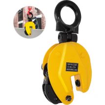 1T/1000KG Vertical Lifting Plate Clamp 0-15mm, 2200Lbs Industrial Vertical Plate Lifting Clamp Stable 180°C Rotation for Synthetic Rope or Steel Cable