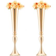 2 stk 56 cm hohe Blumenvase für Hochzeiten, Metall-Trompeten-Mittelstück, goldener Blumenständer für Tische bei Hochzeitsessen, Partys, Jubiläen,
