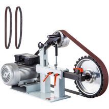 Mophorn 2HP Belt Grinder, Constant Speed, 2 x 82 Inch Belt Disc Sander with 3 Grinding Wheels, 110V, 12 Inch Wheel, Flat Platen Tool Rest for Knife