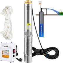 4' Tiefbrunnenpumpe 1100W Brunnenpumpe 190L/min Tauchpumpe max. Förderhöhe 57m Rohrpumpe 230V 50Hz Sandpumpe IP68 Wasserpumpe 0-40°C Pumpe Ideal zur