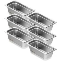 6 Pack Hotel Pans, 1/3 Size Anti-Jam Steam Pan, 0.8mm Thick Stainless Steel Restaurant Steam Table Pan, 4-Inch Deep Commercial Table Pan, Catering