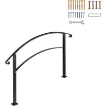 Mophorn - Handrails for Outdoor Steps 1 or 3 Steps Black Wrought Iron Flexible Front Porch Hand Rail Concrete or Wooden Stairs