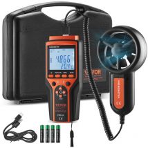Vevor Anemometro Portatile da -10-60°C Misuratore di Velocita del Vento Anemometro Digitale con Valigetta, Misuratore di Velocita del Vento con