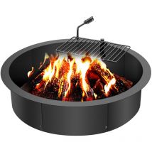 Anneau de foyer avec gril de barbecue, diametre exterieur 889 mm diametre interieur 787,4 mm hauteur 215,9 mm, doublure en acier au carbone, anneau
