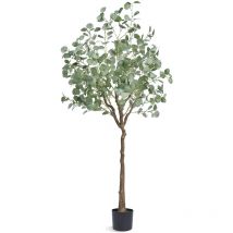 Arbre Eucalyptus Artificiel 1.8m de haut Faux Plante Materiau pe Anti-Tip Tilt Protection Low-Maintenance Lifelike Green Fake Potted Tree Home Office