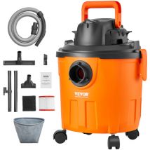 Aspirateur eau et poussiere 18 l, aspirateur deatelier sec humide portable leger, 6 cv max, aspiration et soufflerie efficaces avec buse, roulettes,