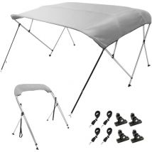 Bimini pour Bateau a 4 Arceaux 243x137x231-244 cm Taud de Soleil Cadre en Alliage deAluminium et Toile en Polyester 900D Auvent Pare-soleil Repliable