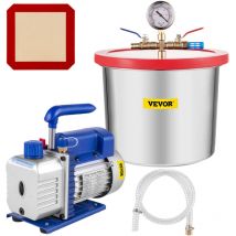 Vevor - Bomba de Vacío 113L/min 7,5L Cámara de Vacío Desgasificación Epoxi de Silicona 4 cfm 1/3Hp Bomba de Vacío de Una Sola Etapa hvac Herramientas