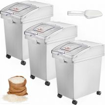 Bo?te de Stockage de Riz, Bacs à Farine de Céréales sur Roulettes, 3PCS (25?L) - Vevor