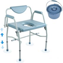 Mophorn - vevor Chaise Percee, Chaise de Nuit avec Accoudoirs Rabattables et Dossier Amovible, Siege de Toilette Hauteur Reglable sur 5 Niveaux, Seau
