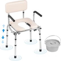 Mophorn - vevor Chaise Percee,Chaise de Nuit avec Siege Rembourre et Accoudoirs Rabattables,Siege de Toilette Hauteur Reglable sur 7 Niveaux,Seau