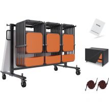 Mophorn - vevor Chariot de chaise pliante, capacite 120 kg, chariot de chaise empilable mobile monocouche, rangement stocker 42 chaises, support de