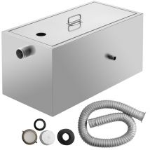 Commercial Grease Interceptor, 13GPM Commercial Grease Trap, 20LB Grease Interceptor, Stainless Steel Grease Trap w/ Top & Side Inlet, Under Sink