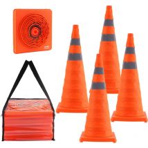Mophorn - vevor Cone Signalisation Reflechissant 4 Pieces 70 cm Plot de Chantier Pliable et Portable Cone de Securite Large Base avec Sac de